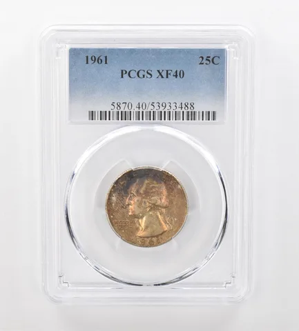 1961 Washington Quarter XF40 PCGS Beautiful Tone *0971