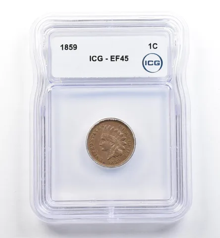 1859 Indian Head Cent EF45 ICG *0112