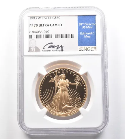 1993-W $50 American Gold Eagle Moy 1 Oz Gold PF70 UCAM NGC *1001