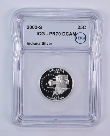 2002-S Washington State Quarter Indiana Silver PR70 DCAM ICG