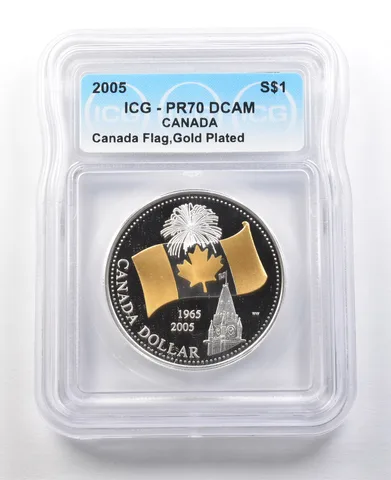 2005 Canada Silver Dollar Canadian Flag PR70 DCAM ICG a8781