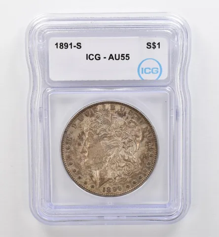 1891-S Morgan Silver Dollar AU55 ICG Beautiful Tone *9259