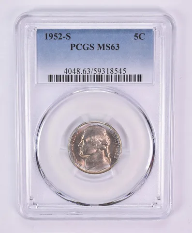 1952-S Jefferson Nickel MS63 PCGS Beautiful Tone *1135