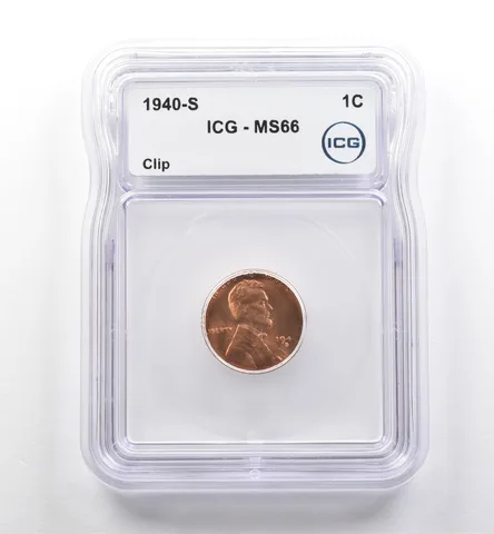 1940-S Lincoln Wheat Cent Clip MS66 ICG *7498