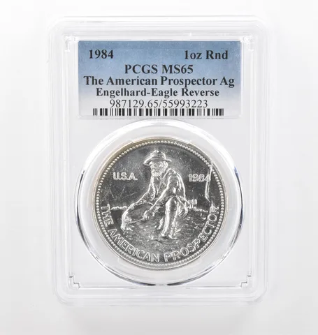 1984 Engelhard Prospector 1 Oz Silver Eagle Reverse MS65 PCGS Nice Tone *2178