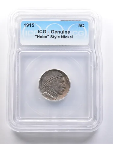 1915 Indian Head Buffalo Nickel "Hobo" Style Genuine ICG *6594