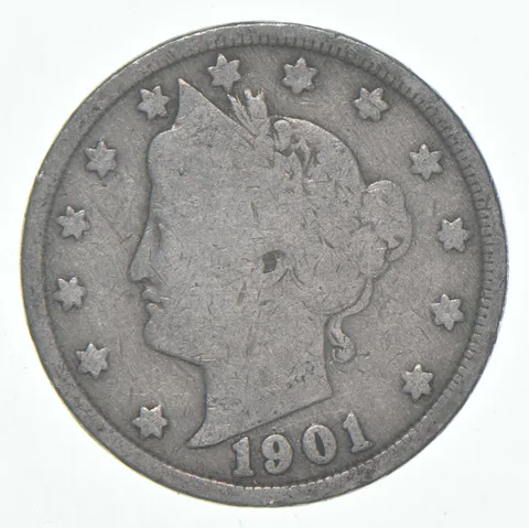 1901 Liberty V Nickel AC Average Circ