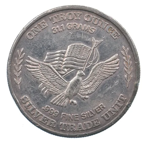 VINTAGE Art Bar/Round 1981 US Strategic Stockpile 1 Oz. .999 Silver 1 T Oz *176