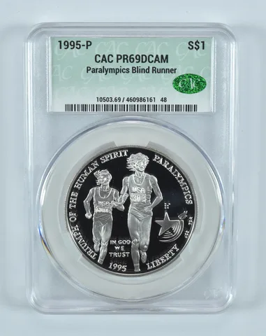 1995-P Paralympic Running Commemorative Silver Dollar PR69 DCAM CAC CACg