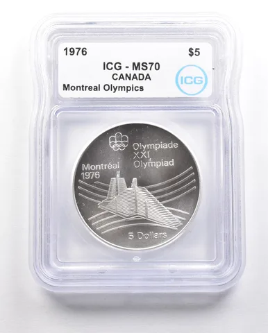 1976 Canada 5 Dollars Silver Montreal Olympics Olympic Village MS70 ICG *5860