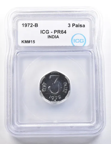 1972 B India 3 Paisa KM#15 PR64 ICG *3650