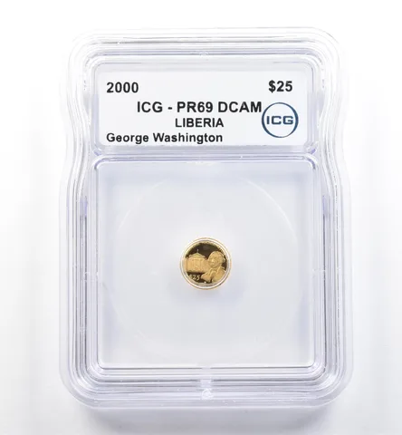 2000 Liberia 25 Dollars Gold George Washington PR69 DCAM ICG *6102