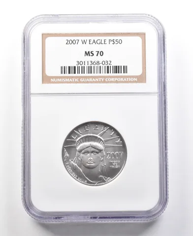 2007-W $50 Burnished Platinum Eagle 1/2 Oz Platinum MS70 NGC .9995