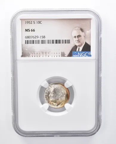 1952-S Roosevelt Dime MS66 NGC Peripheral Tone *7968