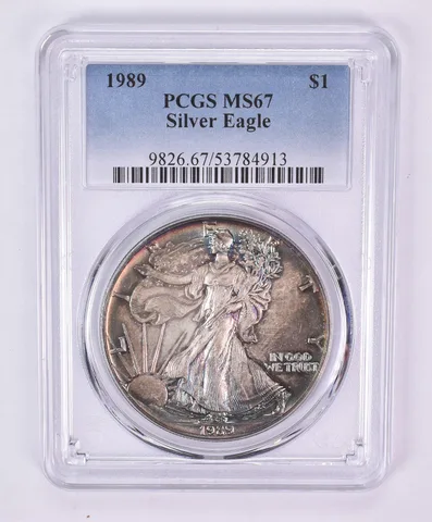 1989 American Silver Eagle MS67 PCGS Beautiful Tone *1094