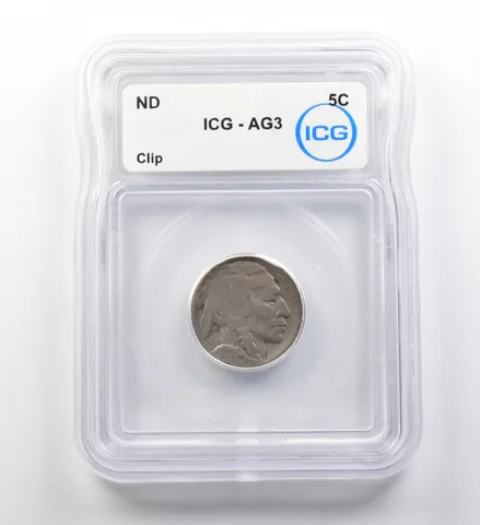 1913-1938 Indian Head Buffalo Nickel Clip AG3 ICG ERROR a8192
