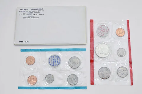 1968 Mint Set with Original Envelope & Flatpacks (10 coins)