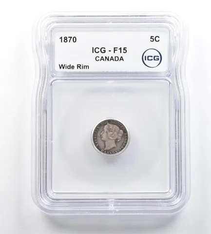 1870 Canada 5 Cents Wide Rim F15 ICG *5289