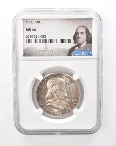 1958 Franklin Half Dollar MS66 NGC Beautiful Tone a2243