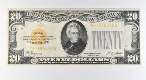 1928 $20 Gold Certificate Yellow Seal Fr#2402 *9583