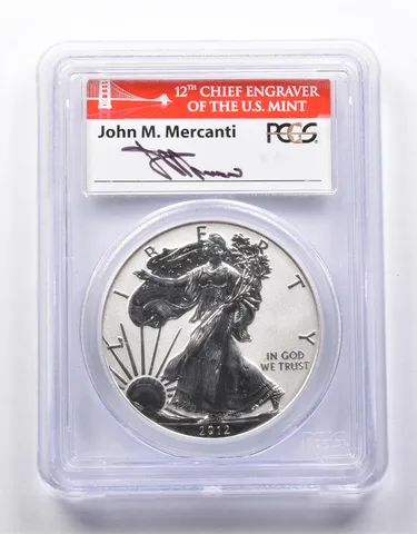 PR70 Reverse 2012-S American Silver Eagle SF Mint Set Mercanti Signed PCGS a8688