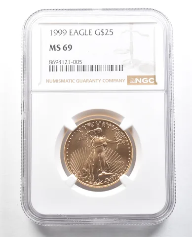 1999 $25 American Gold Eagle 1/2 Oz Gold MS69 NGC
