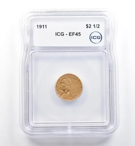 1911 $2.50 Indian Head Gold Quarter Eagle EF45 ICG *6498