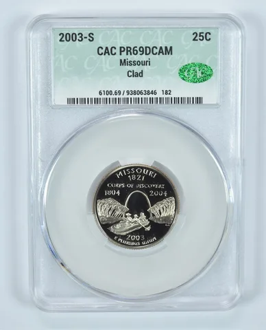 2003-S Washington State Quarter Missouri CLAD PR69 DCAM CAC CACg