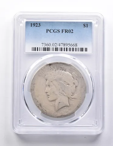 FR02 1923 Peace Silver Dollar PCGS Low Ball a7692