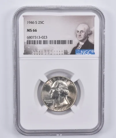 1946-S Washington Quarter Silver 25c Quarter MS66 NGC S/S FS501