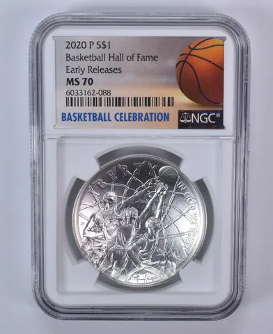 2020-P Basketball Hall Of Fame Commemorative $1 ER MS70 NGC Special Label