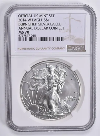 2014-W Burnished Annual Set - American Silver Eagle MS70 NGC