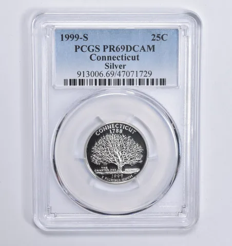 1999-S Silver Connecticut Quarter PR69 DCAM PCGS Blue Lbl