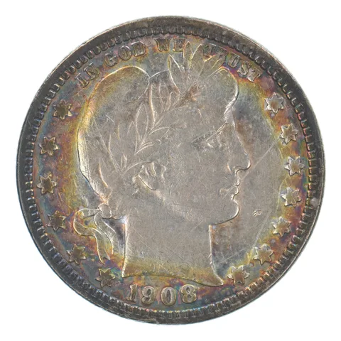 1908-O Barber Quarter Beautiful Tone *9549