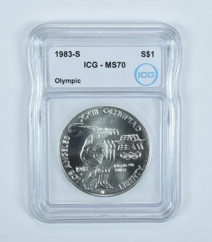 1983-S Olympic Discus Commemorative Silver Dollar MS70 ICG