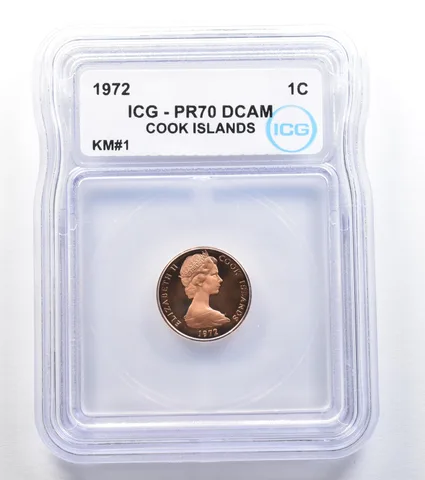 1972 Cook Islands 1 Cent KM#1 PR70 DCAM ICG a7988