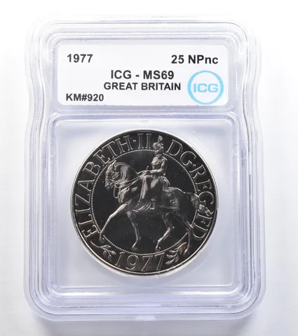 1977 Great Britain 25 New Pence KM#920 MS69 ICG *7849