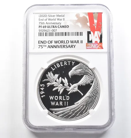 (2020) Silver Medal End Of World War II 75th Anniversary PF69 UCAM NGC *6634