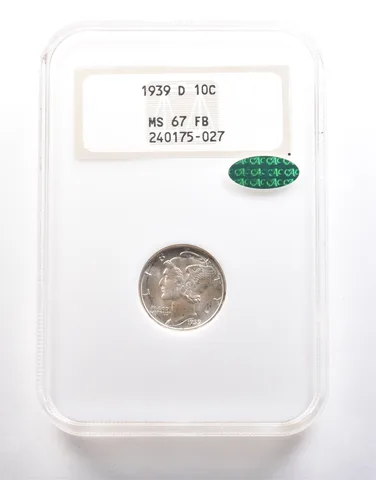 1939-D Mercury Dime MS67 FB NGC CAC a6712