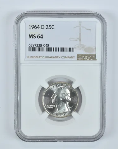 MS64 1964-D Washington Quarter NGC - Golden End of Roll Tone *5003