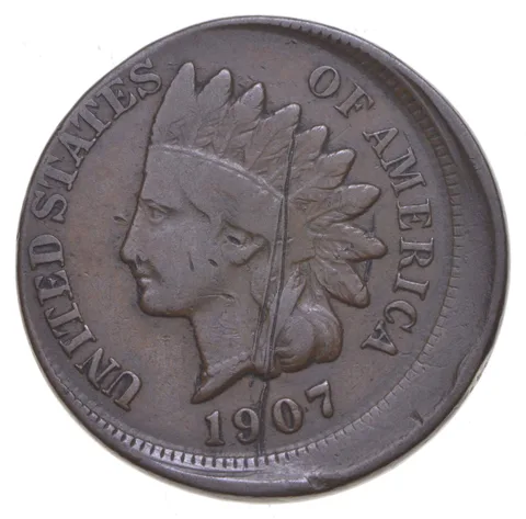 1907 Indian Head Cent - Off Center ERROR *3358