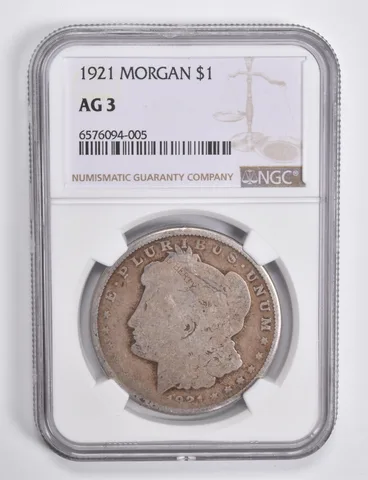 AG3 1921 Morgan Silver Dollar NGC Lowball Low Ball *4660
