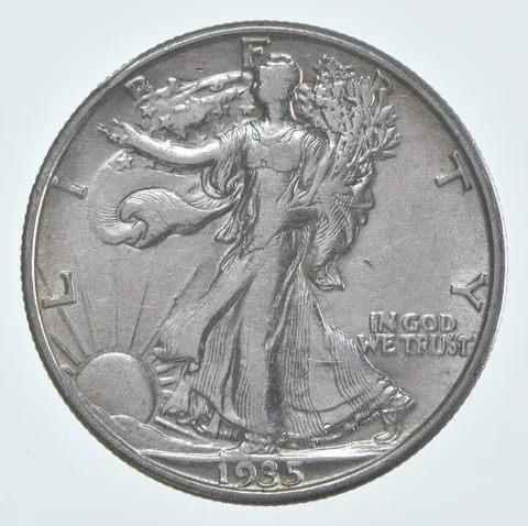 AU 1935-D Walking Liberty Half Dollar Almost Unc 90% Silver (1pc)