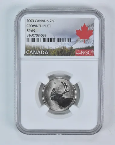 2003 Canada 25 Cent Caribou Crowned Bust SP69 NGC Canada Label
