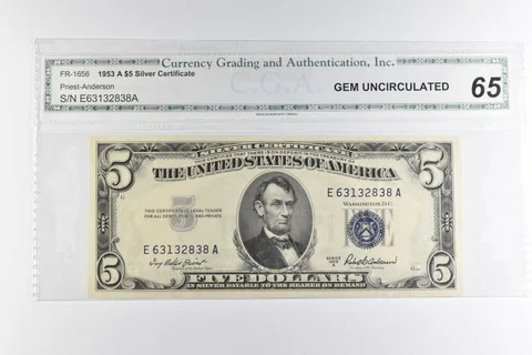 Unc $5 1953-A US Silver Certificate Blue Seal FR-1656 a8176