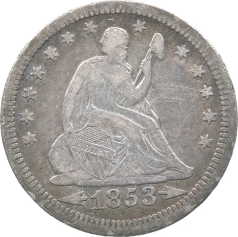 1853 Seated Liberty Quarter Arrows a7623