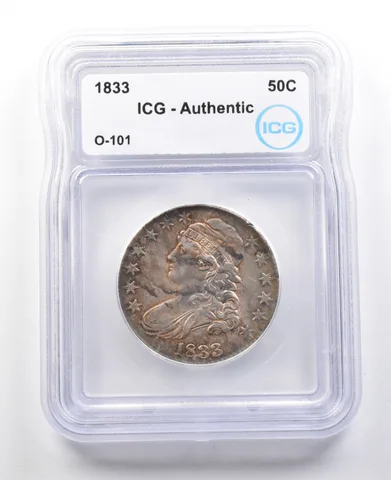1833 Capped Bust Half Dollar O-101 Authentic ICG *3012