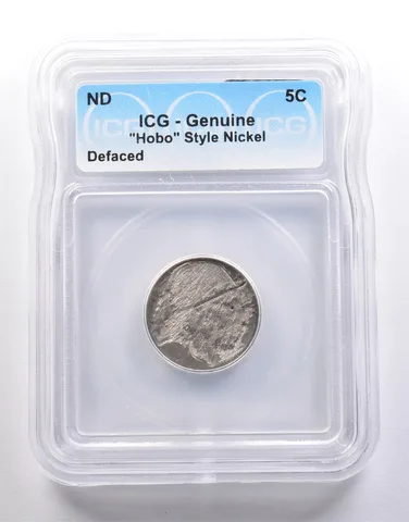 (ND) Indian Head Buffalo Nickel "Hobo" Style Defaced Genuine ICG *6592