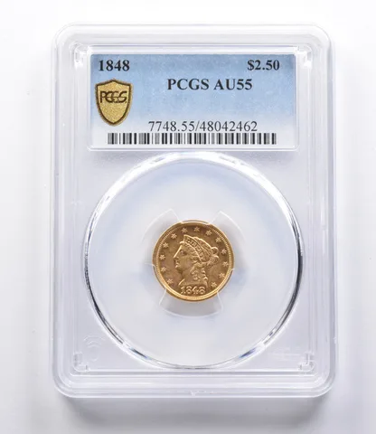 AU55 1848 $2.50 Liberty Head Gold Quarter Eagle PCGS *3058
