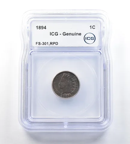 1894 Indian Head Cent FS-301 RPD Genuine ICG *0653